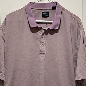 Izod Premium 100% Cotton Men’s XL Lavender Green Striped Polo Shirt Golf Preppy
